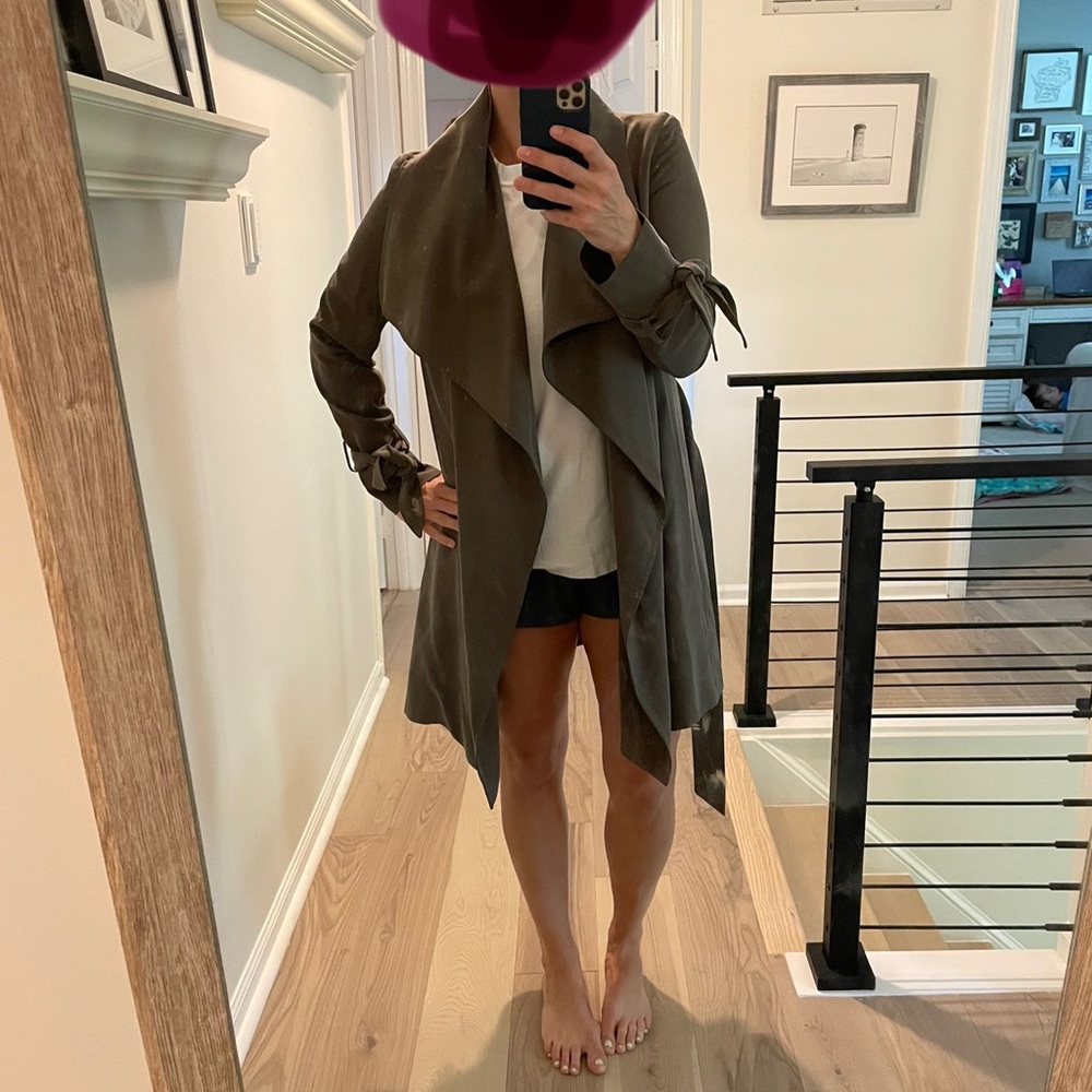 Club Monaco Green Tie Trench Coat Size Small